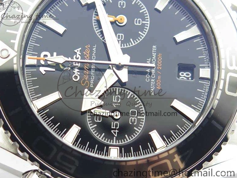0511 Planet Ocean Master Chrono SS OM 1:1 Best Edition Black Dial On SS Bracelet A9900 V Fashionable 8113